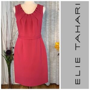 Elie Tahari rust red sleeveless sheath dress.